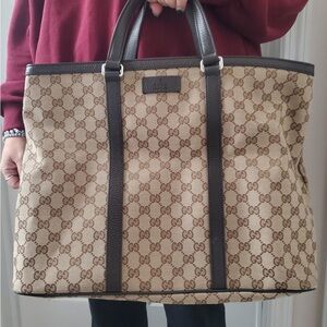 Gucci Beige and Brown Monogram Briefcase